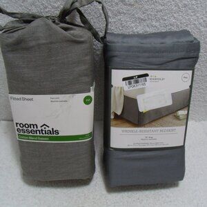 Full size fitted sheet and full size bed skirt in gray